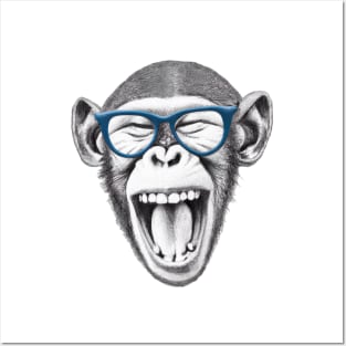 Monkey wearing glasses, monkey lovers funny Posters and Art